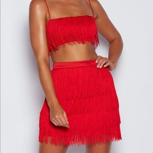 Red fringe 2 piece